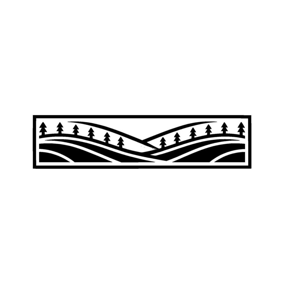 Minimalist Landscape Emblem, Serene Mountain Silhouette vector