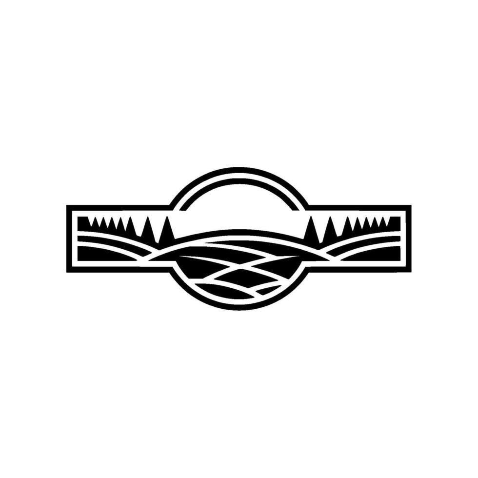 Minimalist Landscape Emblem, Serene Horizon - Mountain vector