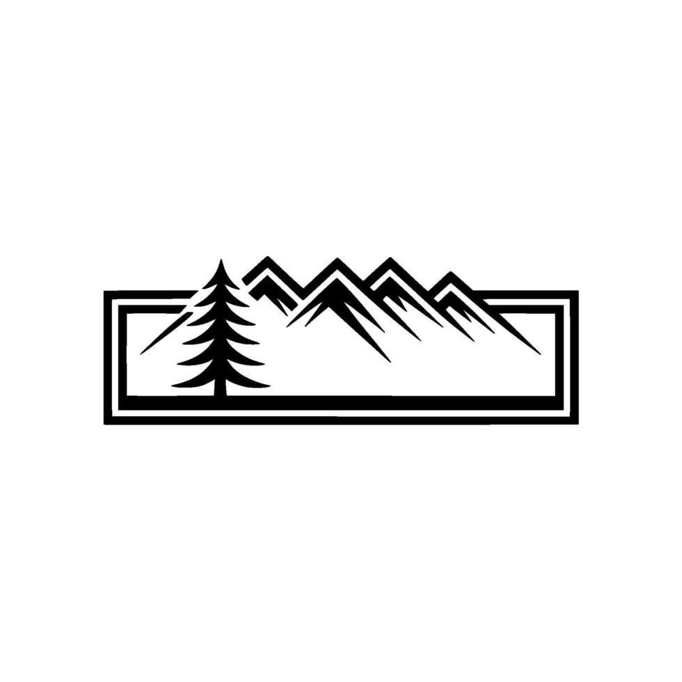 Mountain Silhouette Emblem, Wilderness Adventure - Mountains vector