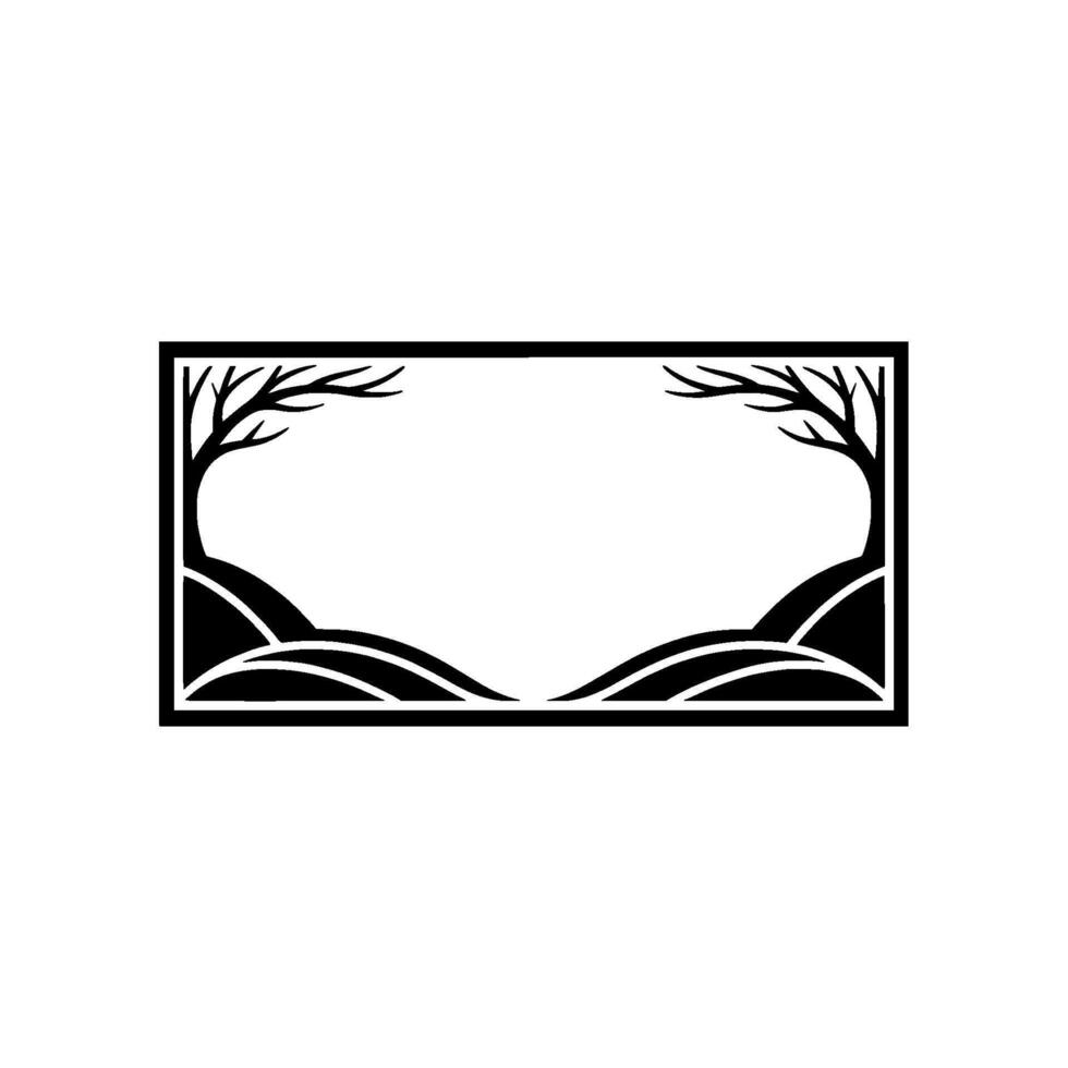 Minimalist Landscape Frame, Winter Silhouette vector
