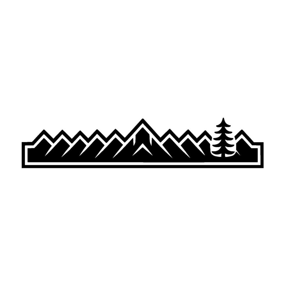 Minimalist Mountain Range Silhouette, Evergreen Forest vector