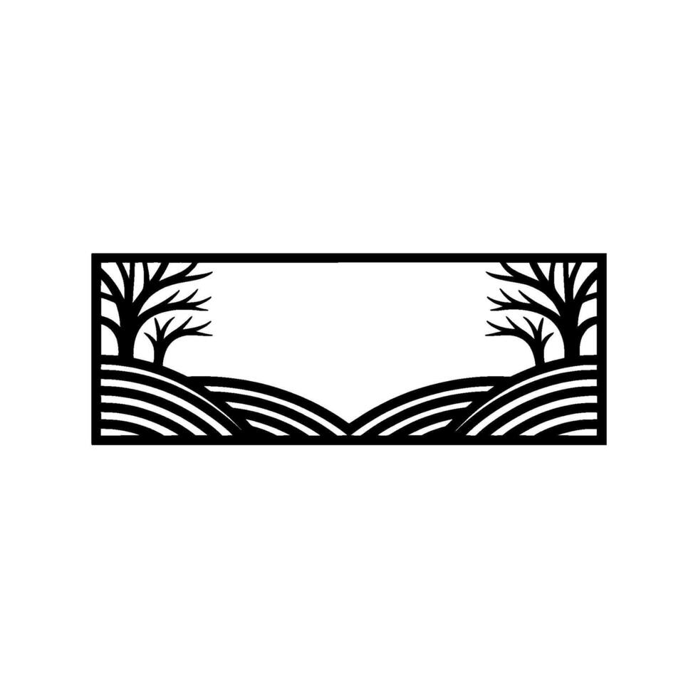 Minimalist Landscape Silhouette, Serene Horizon, Abstract vector