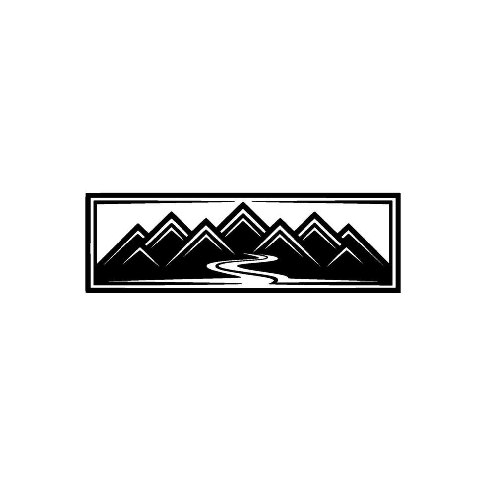 Mountain River Emblem - Minimalist Landscape vector