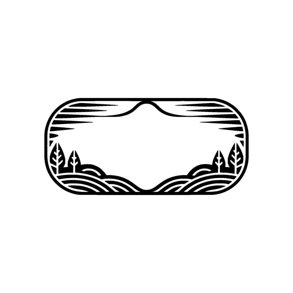 Minimalist Mountainscape Frame, Scenic Outline, Nature Emblem vector