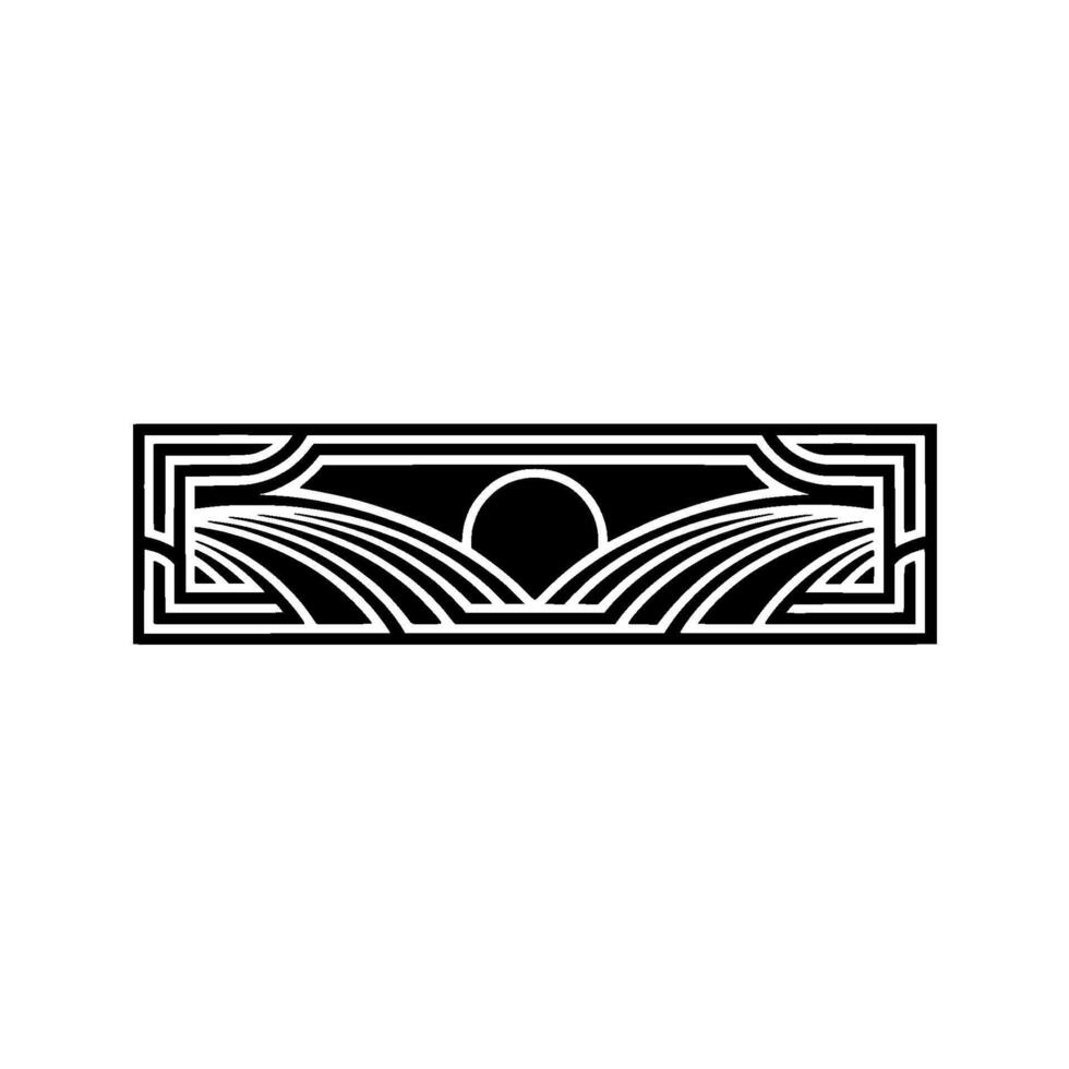 Geometric Horizon Stylized Sunrise Emblem, Abstract vector
