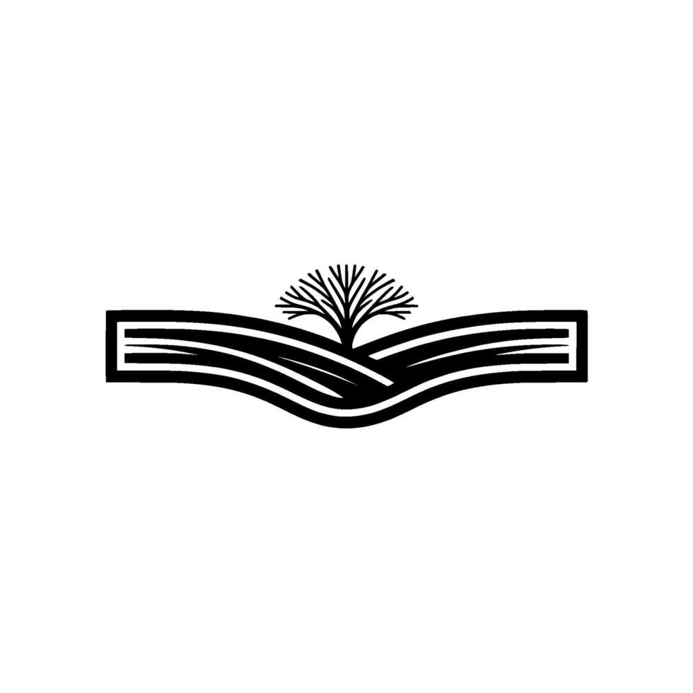 Minimalist Landscape Emblem Growth, Heritage, and Serenity - Tree vector