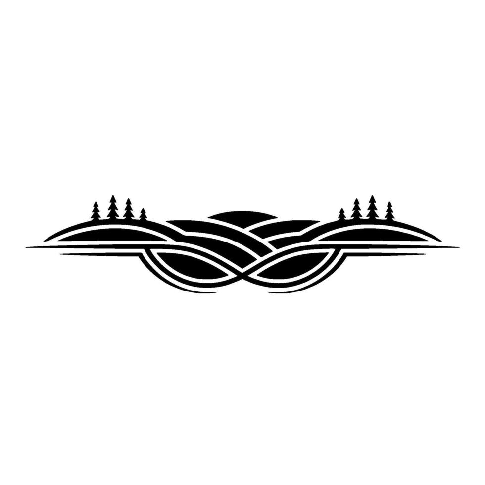 Serene Landscape Emblem, Natural Harmony Symbol vector