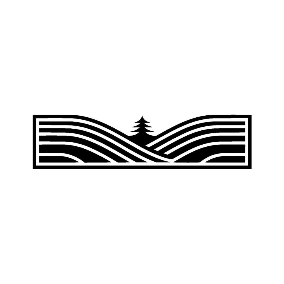 Minimalist Mountain Silhouette, Serene Landscape Emblem, Geometric vector