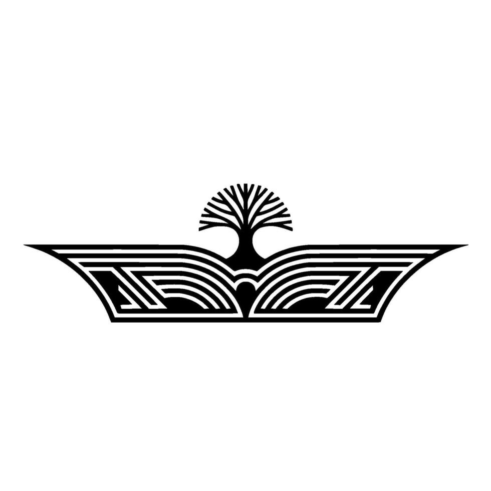 Geometric Tree Landscape Emblem, Minimalist vector