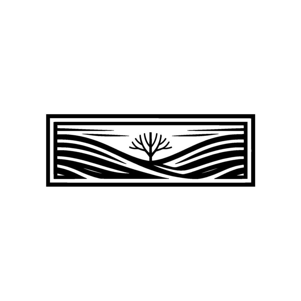Minimalist Landscape Emblem Serene Horizon vector