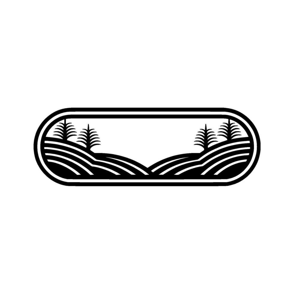 Serene Landscape Emblem, Minimalist Mountain Vista, Illustration vector