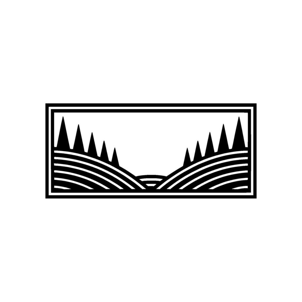 Minimalist Landscape Silhouette, Serene Horizon - Abstract vector