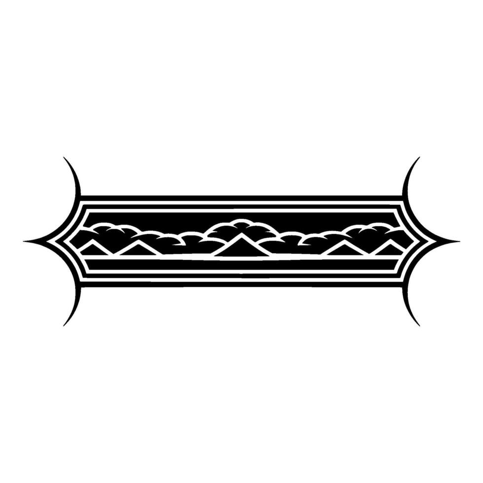 Stylized Mountainscape Border, Vintage vector