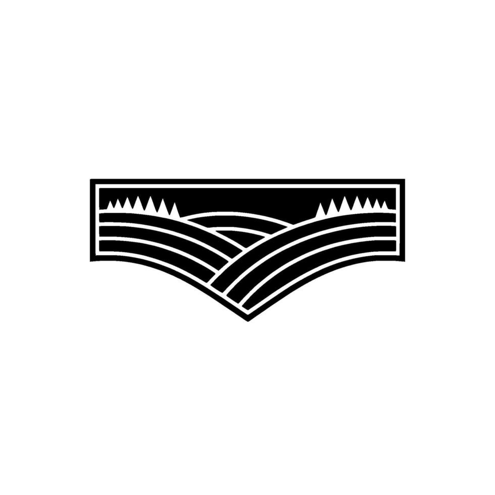 Geometric Landscape Emblem, Minimalist Farm vector