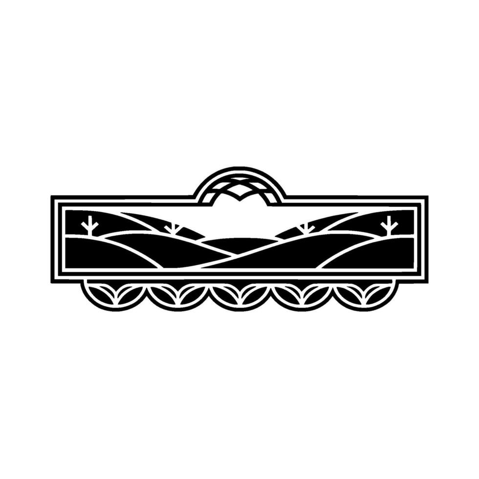 Stylized Horizon Landscape Emblem, Vintage Aesthetic vector