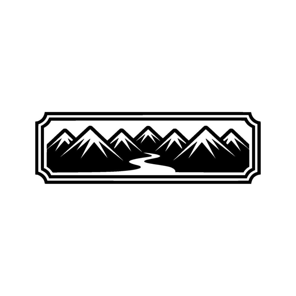 Mountain Range Emblem, Rustic Wilderness Illustration vector