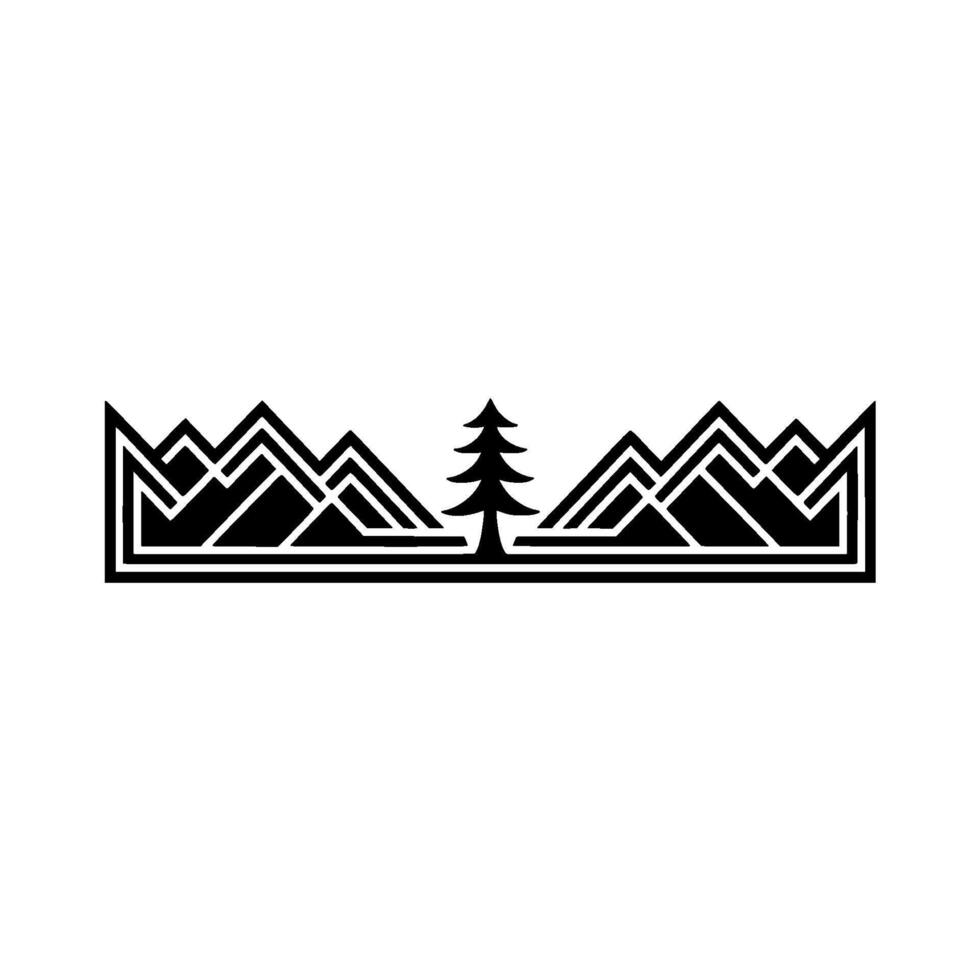 Geometric Mountainscape with Evergreen Silhouette, Mountains vector