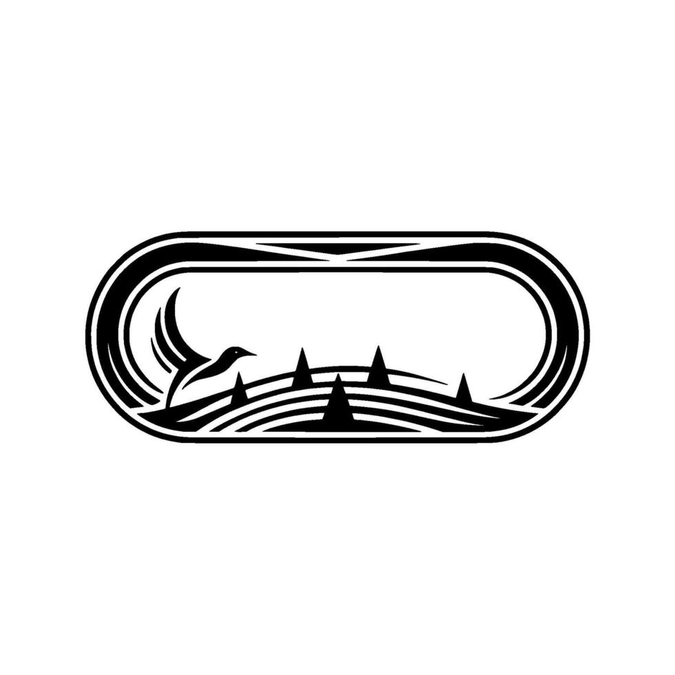 Serene Flight Landscape Silhouette Emblem vector