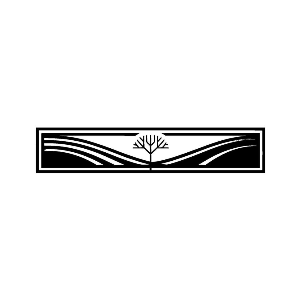 Minimalist Tree Emblem, Growth, Resilience, Abstract Landscape, Geometric , Corporate Identity, Brand , Modern, Serene, Balanced, Monochrome, Illustration, Flat , Symbolic, Heri vector