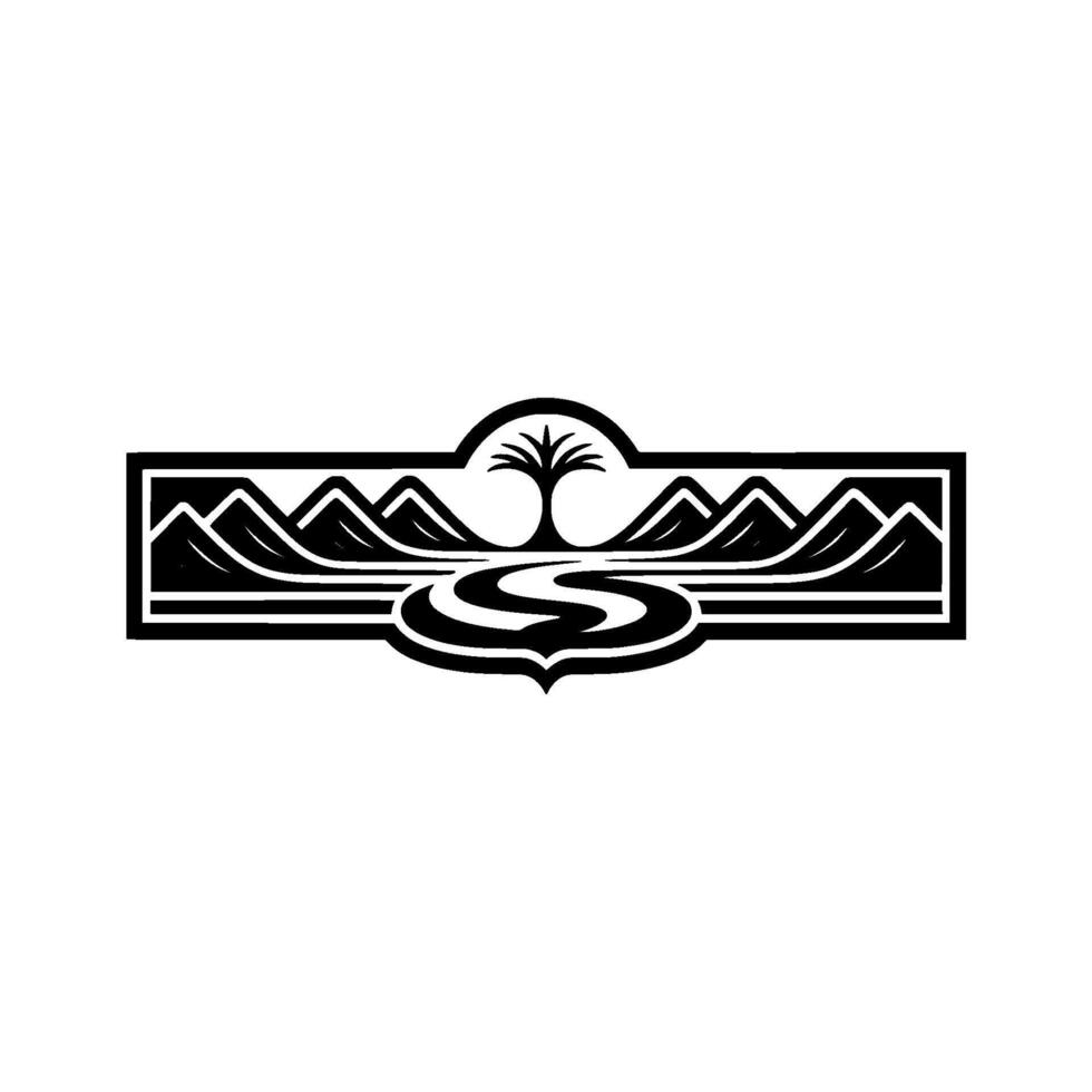Desert Landscape Emblem, Vintage Style, Adventure Branding vector