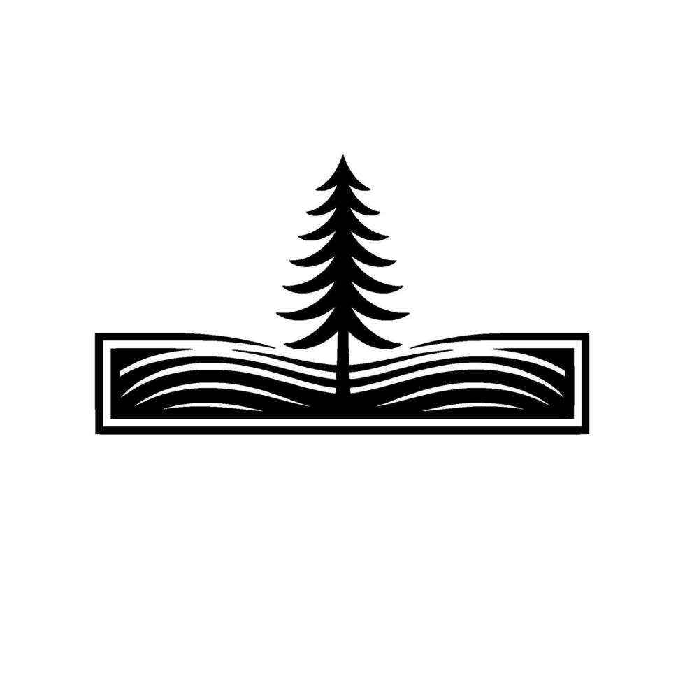 Minimalist Pine Silhouette, Landscape Emblem, Natural Symbol vector