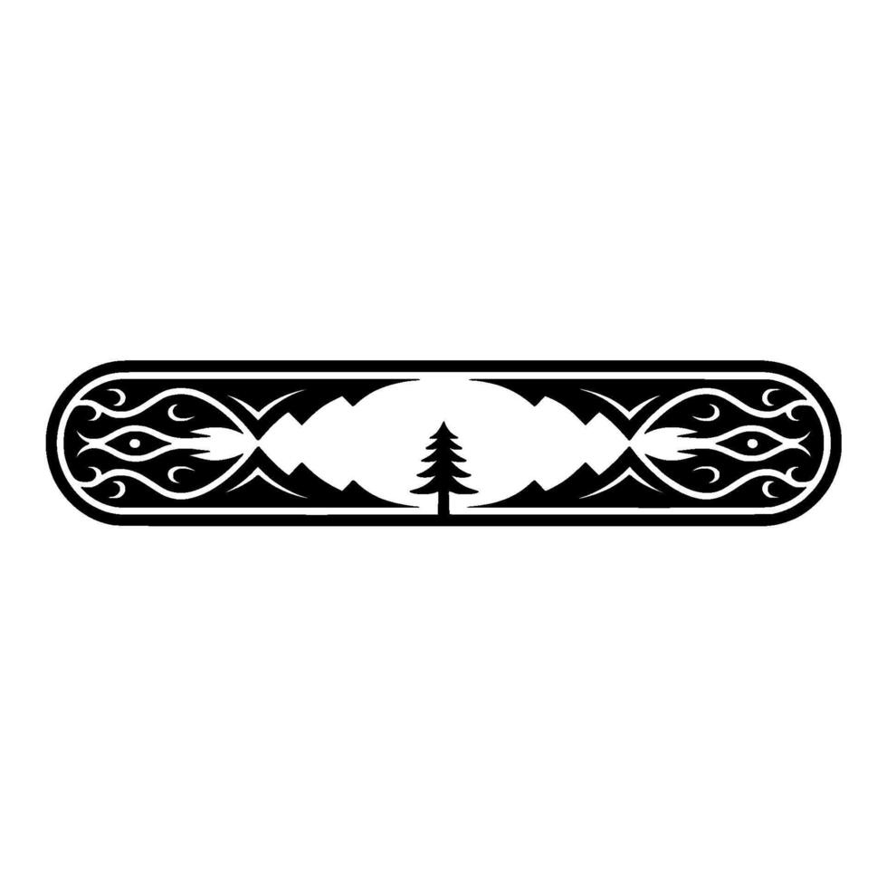 Tribal Mountain Silhouette, Vintage Border vector