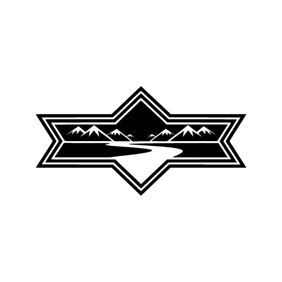 Mountain River Emblem - Geometric Wilderness vector