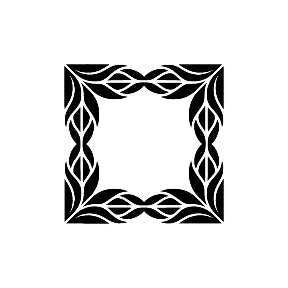 Intricate Black Floral Frame, Geometric , Minimalist Aesthetic vector
