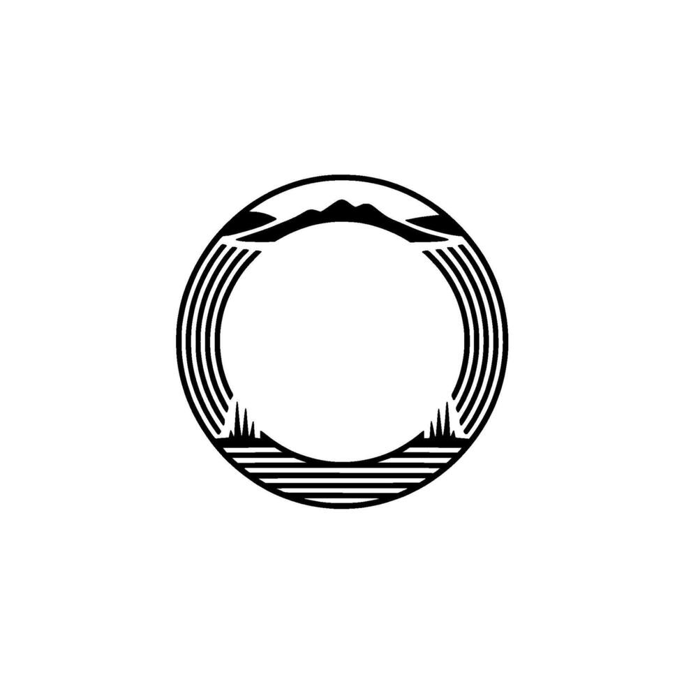 Mountain Circle Emblem, Minimalist Landscape vector