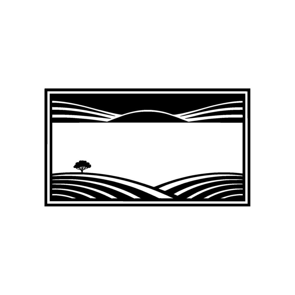 Minimalist Landscape Emblem, Serene Horizon - Emblematic vector