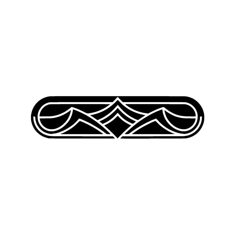 Geometric Mountainscape Emblem, Vintage Style - Outline vector