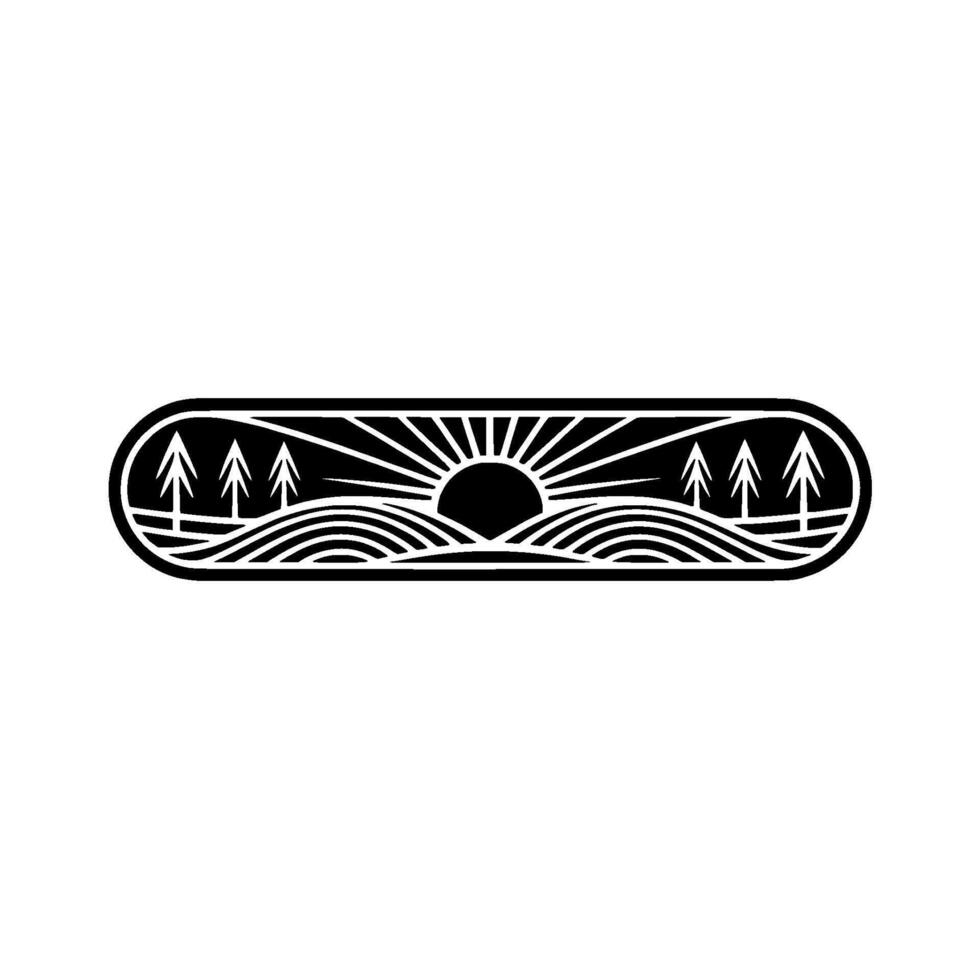 Minimalist Mountain Sunrise Emblem - Vintage Adventure vector