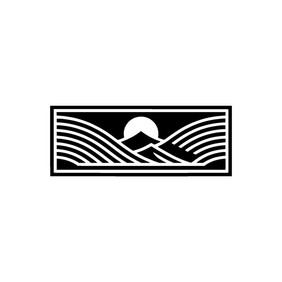 Minimalist Horizon Serene Landscape Emblem, Geometric vector