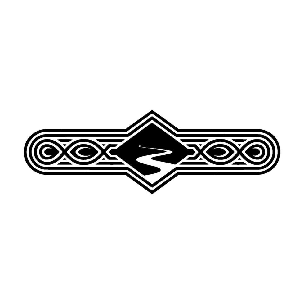Geometric Wave Emblem, Retro Style, Minimalist vector