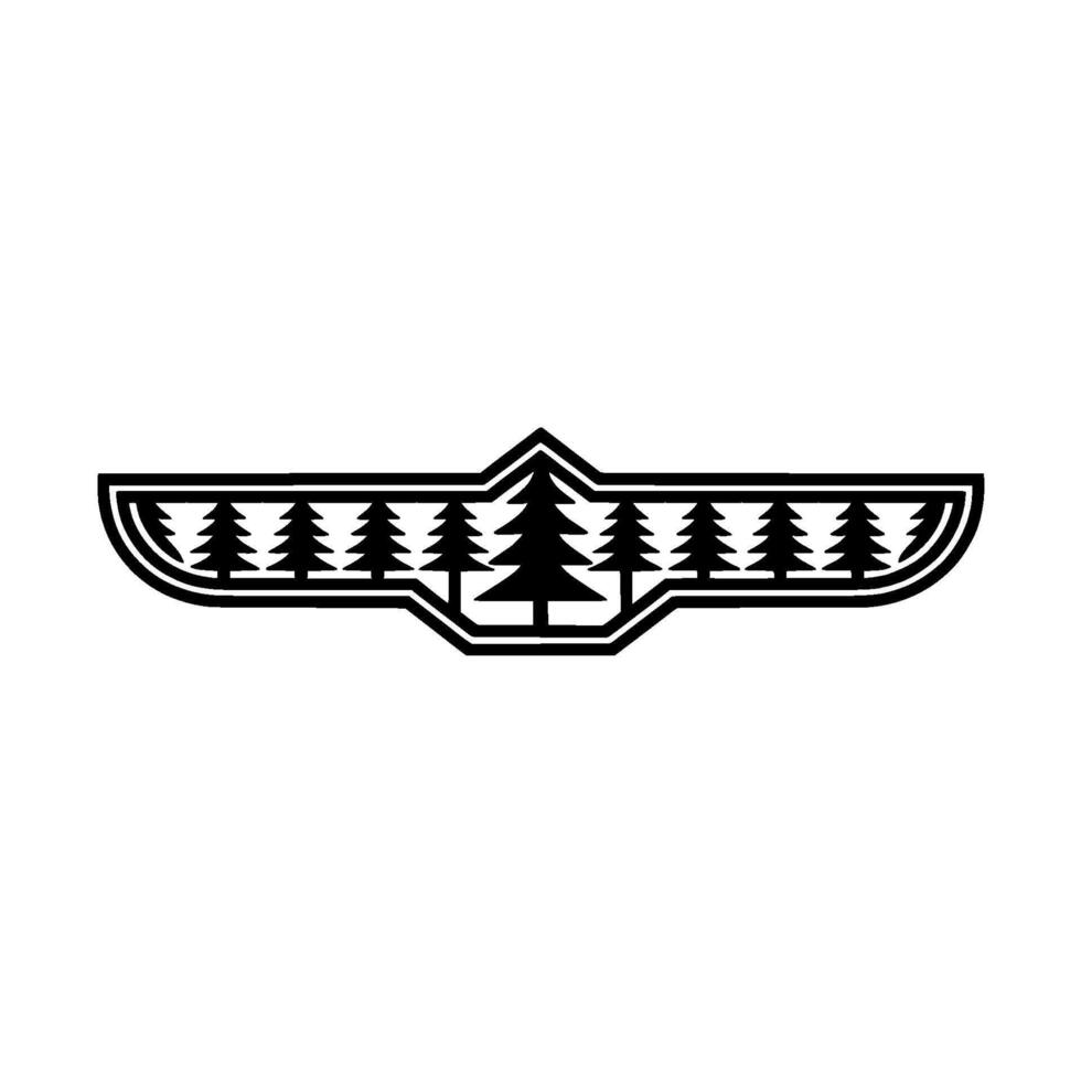 Forest Wing Emblem - Rustic Wilderness Symbol vector