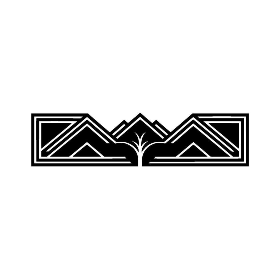 Geometric Mountain Tree Emblem, Minimalist vector
