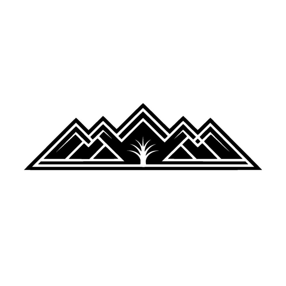 Geometric Mountain Silhouette with Tree Emblem vector