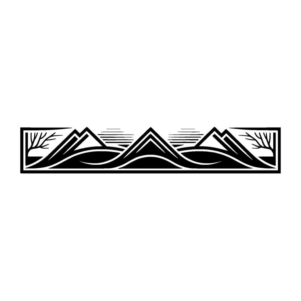 Minimalist Mountainscape Emblem, Vintage Style, Mountains vector