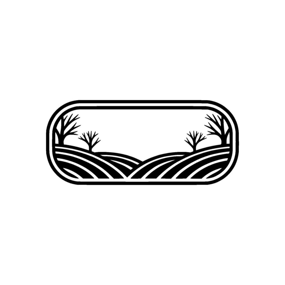Serene Landscape Emblem, Minimalist Rural Silhouette vector