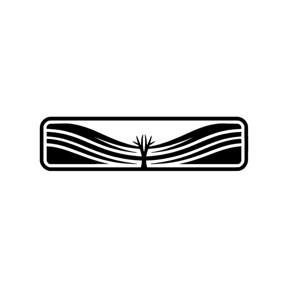 Serene Landscape Emblem, Minimalist Mountain Silhouette, Tree vector