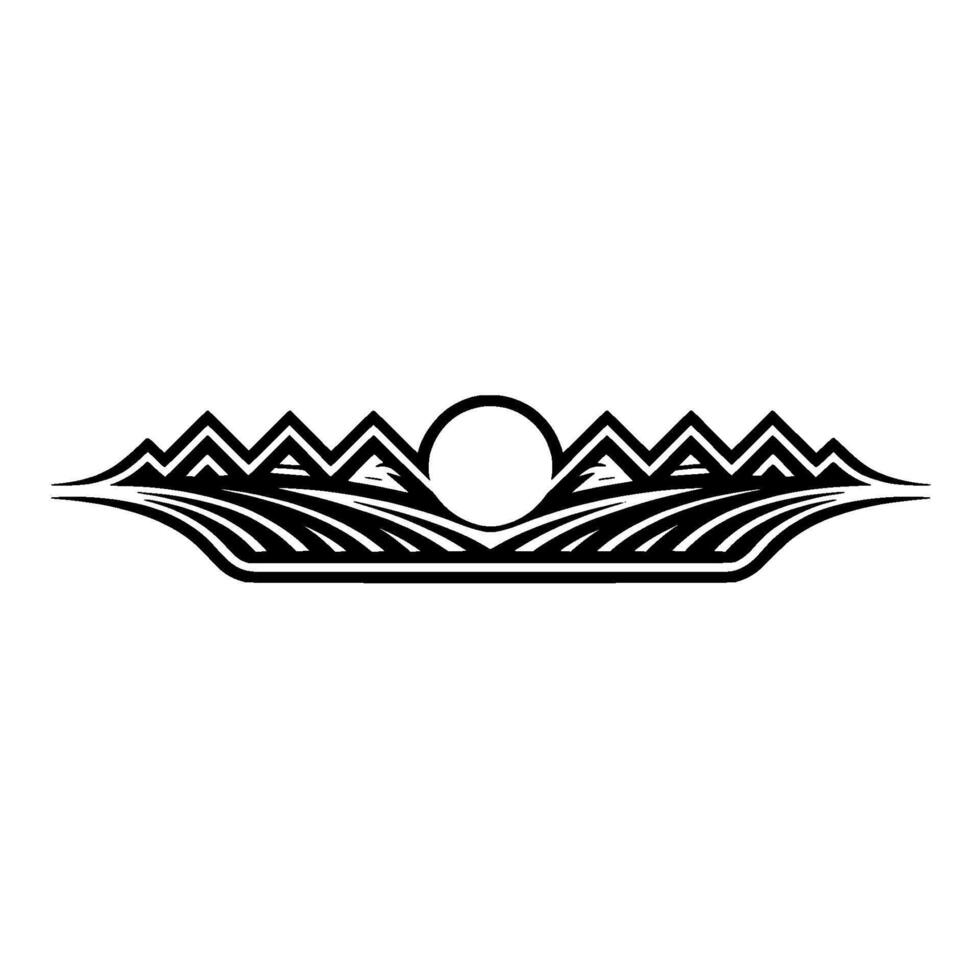 Minimalist Mountainscape with Rising Sun - Element vector