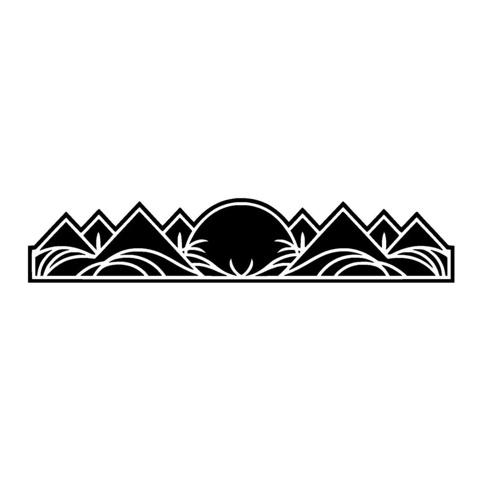 Stylized Mountain Silhouette, Sunset Horizon vector
