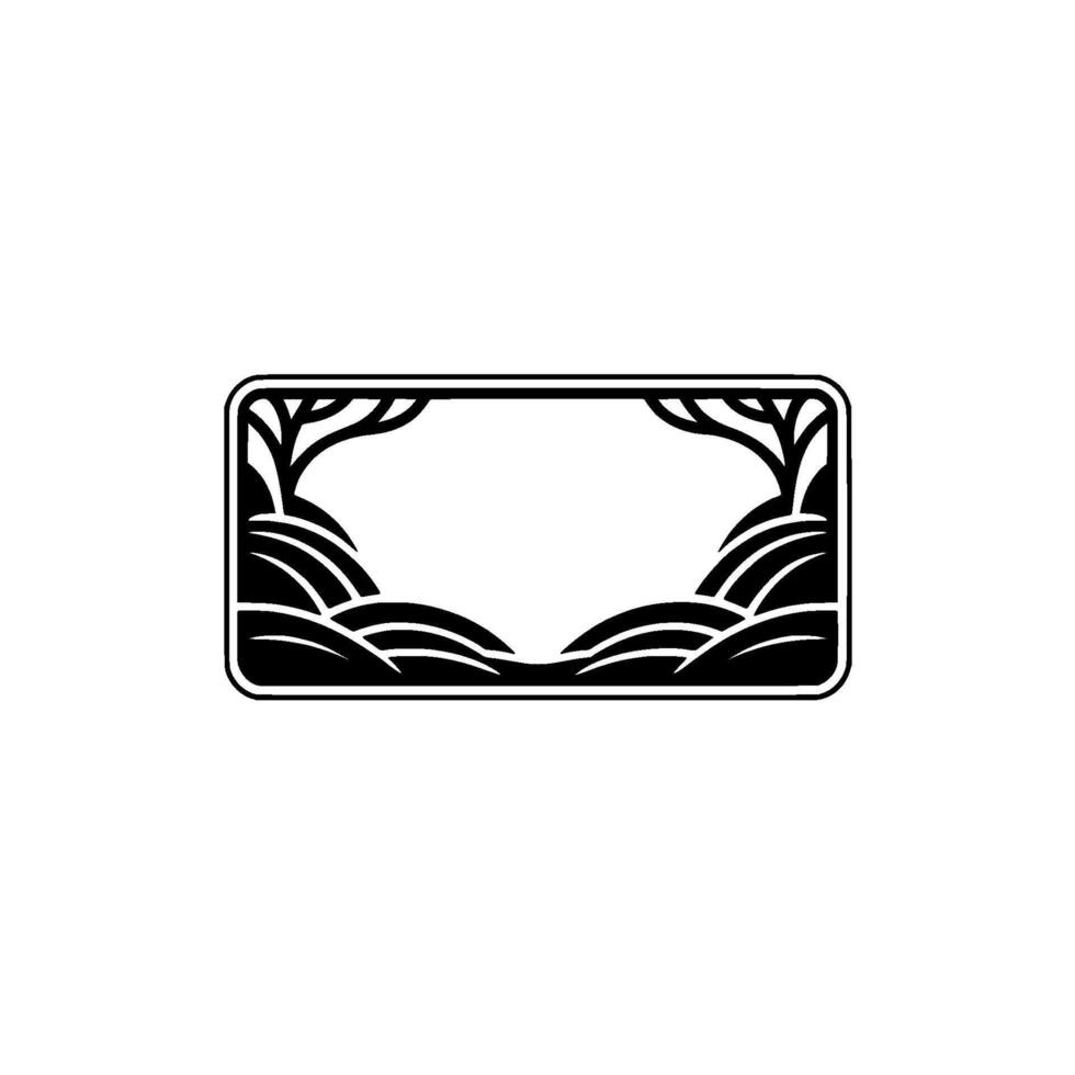 Minimalist Landscape Frame, Rustic Silhouette, Serene Composition vector