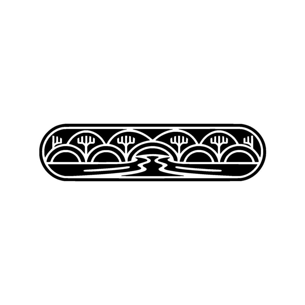 Stylized Zen Landscape Emblem, Minimalist Serenity vector