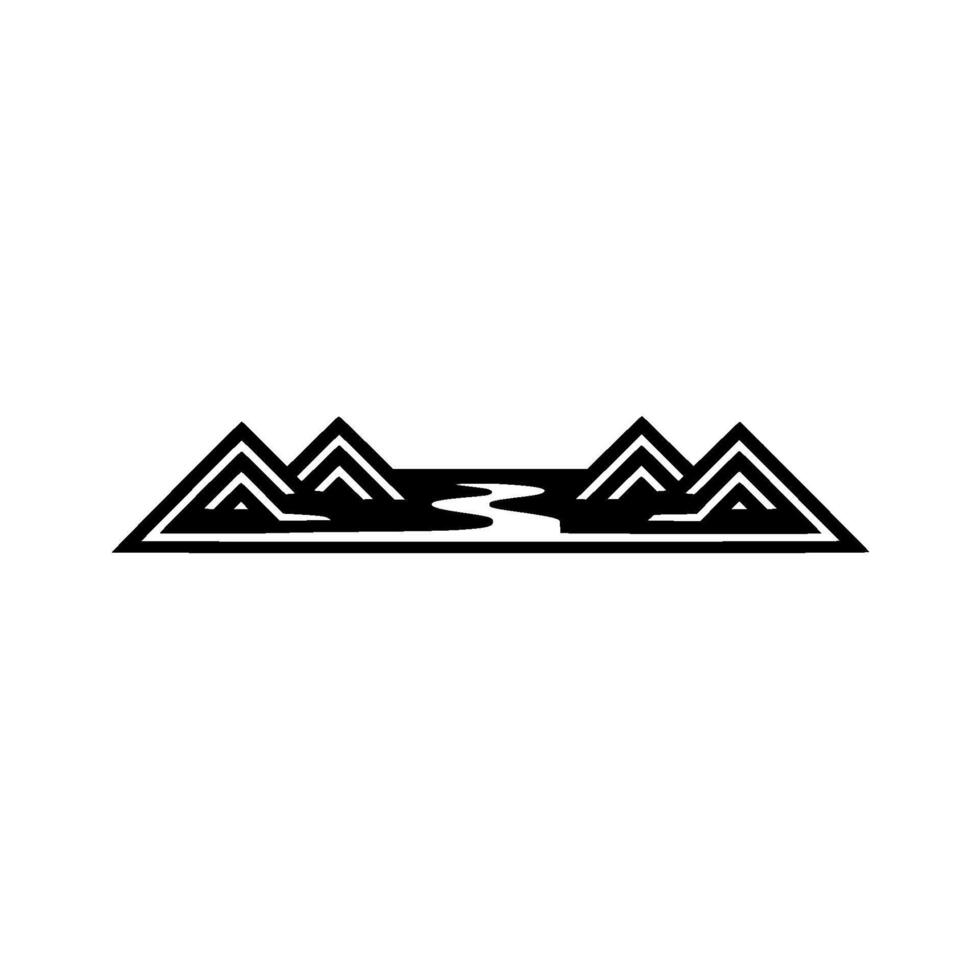 Minimalist Mountain Stream - Geometric Landscape vector