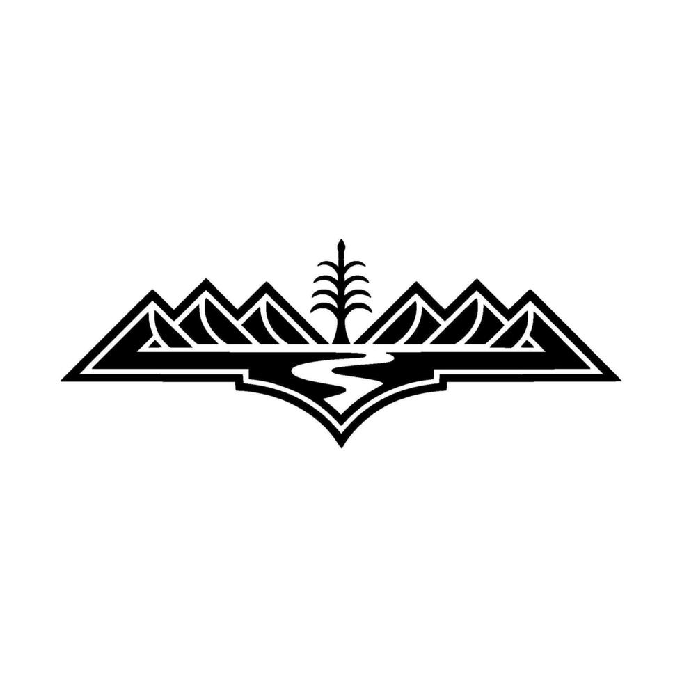 Mountain Silhouette Emblem, Wilderness Adventure Symbol vector
