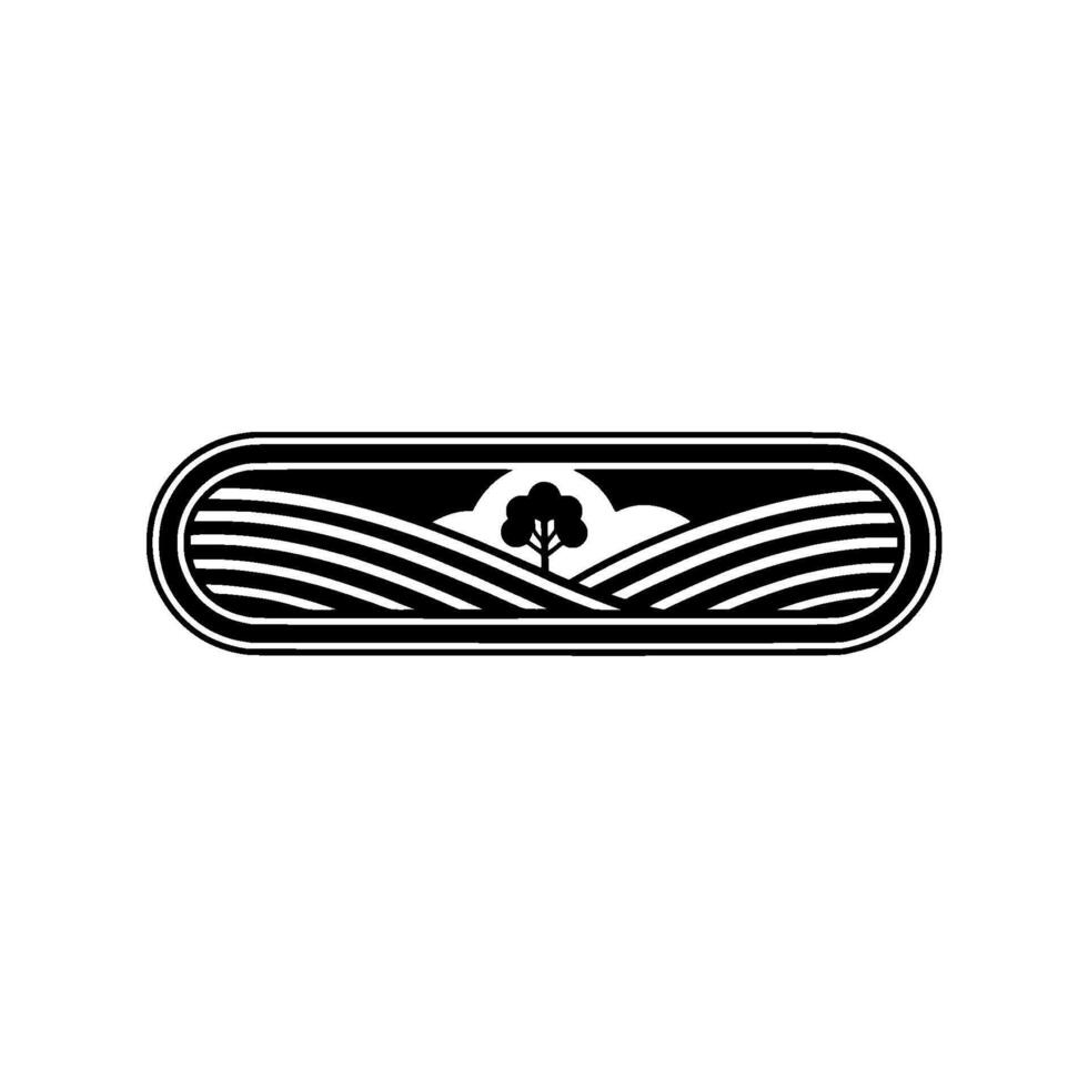Minimalist Landscape Emblem, Rural Serenity - Field vector