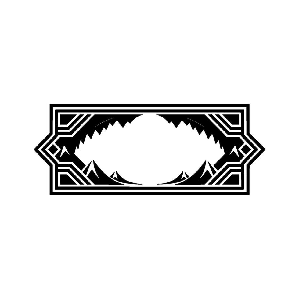 Art Deco Mountainscape Frame, Vintage vector