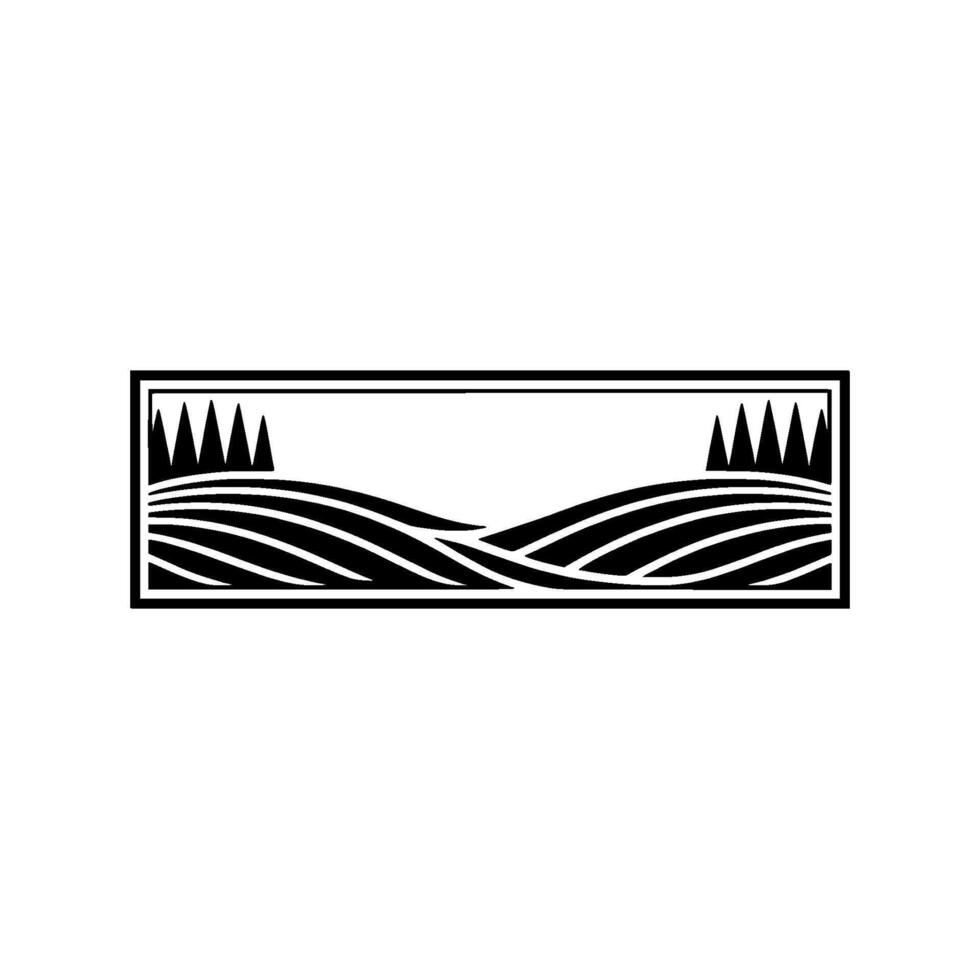 Serene Landscape Emblem, Minimalist Mountain Vista, Hills vector