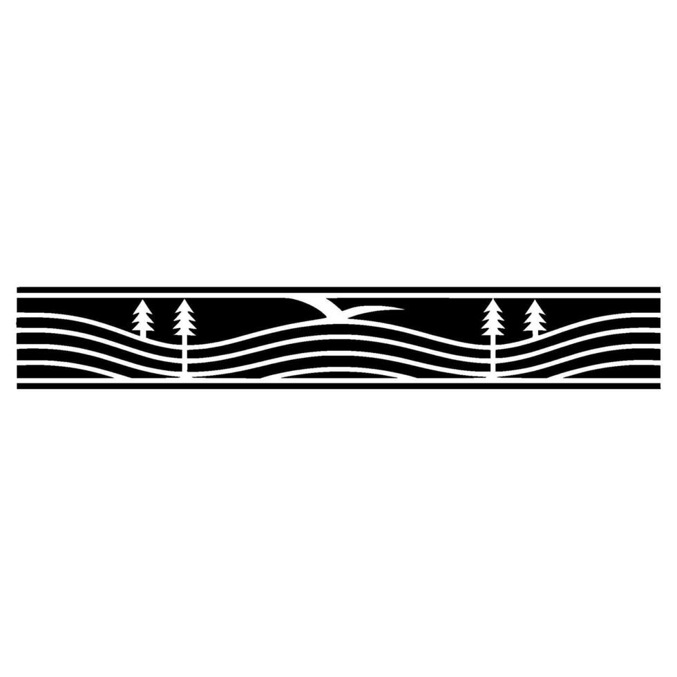 Minimalist Mountain Silhouette Border, Rustic Landscape vector